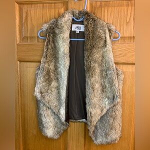 JACK BB DAKOTA Size M Brown Open Faux Fur Vest